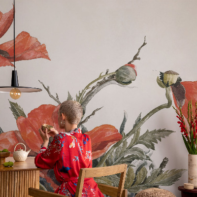 Vlies fotobehang Rode klaprozen