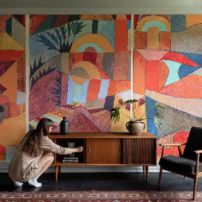 Fotobehang vlies met een kleurrijk mozaïekmotief