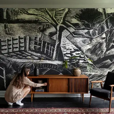 Fotobehang vliesbehang met een architectonisch landschap