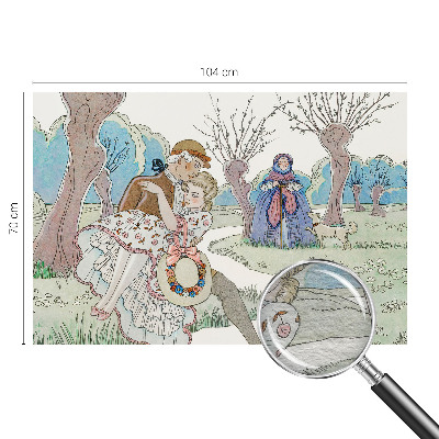 Vliesbehang fotobehang woonkamer met een romantische scène