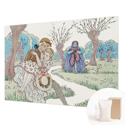 Vliesbehang fotobehang woonkamer met een romantische scène