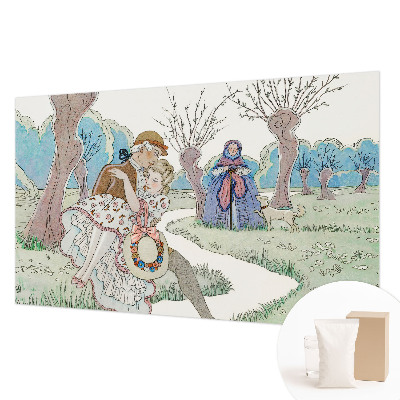 Vliesbehang fotobehang woonkamer met een romantische scène