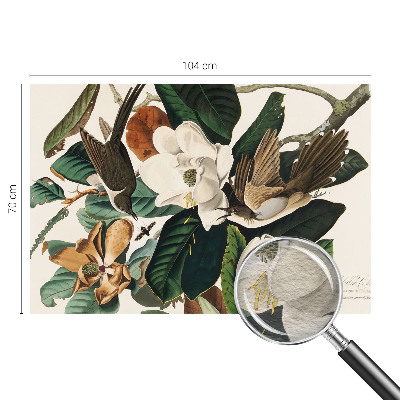 Behang met print Vogels magnolia's