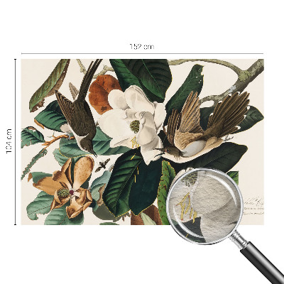 Behang met print Vogels magnolia's