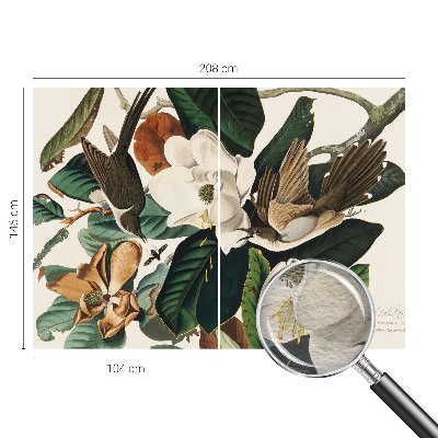Behang met print Vogels magnolia's