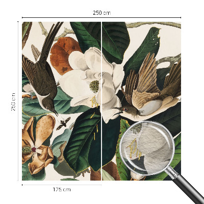 Behang met print Vogels magnolia's
