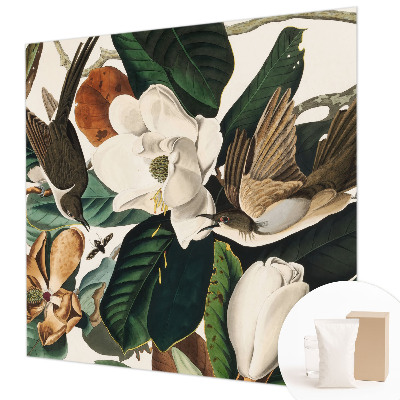 Behang met print Vogels magnolia's