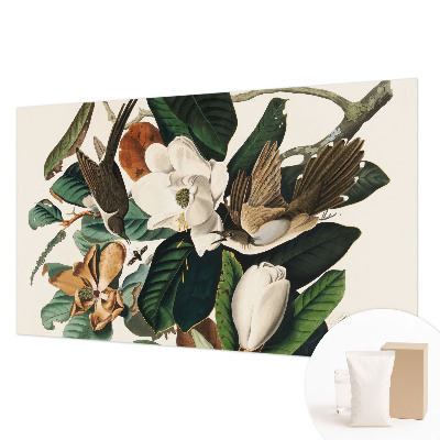 Behang met print Vogels magnolia's