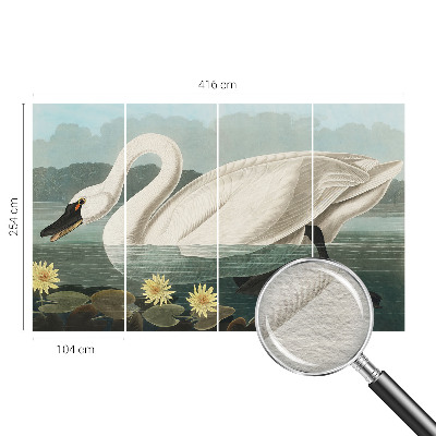 Fotobehang op maat met een zwaan en waterlelies