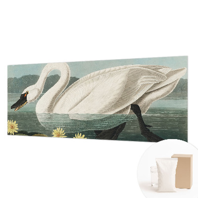 Fotobehang op maat met een zwaan en waterlelies
