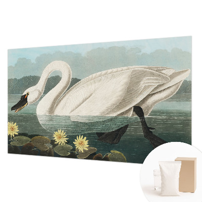 Fotobehang op maat met een zwaan en waterlelies