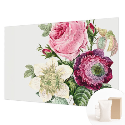 Fotobehang voor de slaapkamer met een bloemenboeket als print