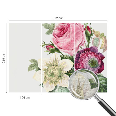 Fotobehang voor de slaapkamer met een bloemenboeket als print