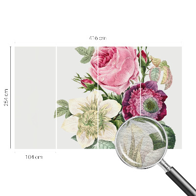 Fotobehang voor de slaapkamer met een bloemenboeket als print