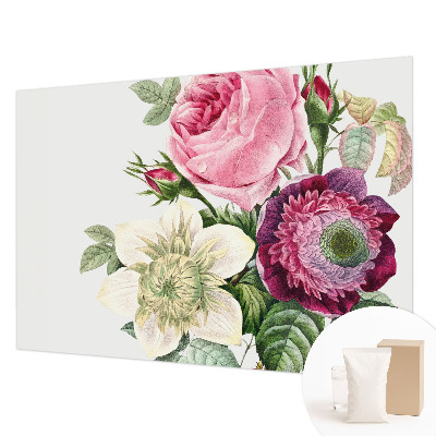 Fotobehang voor de slaapkamer met een bloemenboeket als print