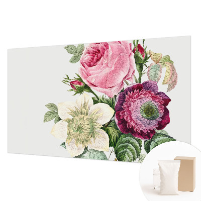Fotobehang voor de slaapkamer met een bloemenboeket als print