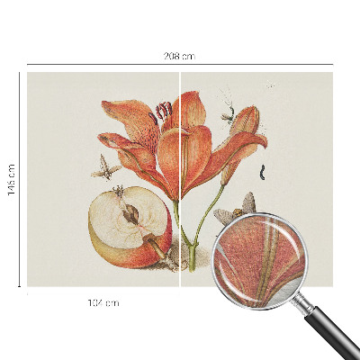 Fotobehang voor de woonkamer met een botanische illustratie