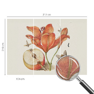 Fotobehang voor de woonkamer met een botanische illustratie