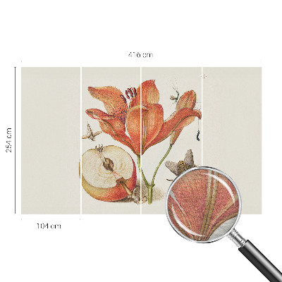 Fotobehang voor de woonkamer met een botanische illustratie