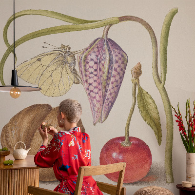 Modern fotobehang met een ontwerp van de vlinderplant