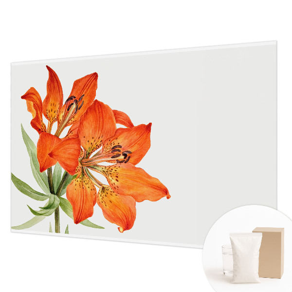 Modern fotobehang voor de woonkamer met een oranje leliemotief