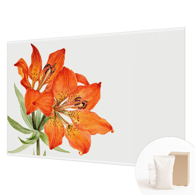 Modern fotobehang voor de woonkamer met een oranje leliemotief