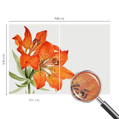 Modern fotobehang voor de woonkamer met een oranje leliemotief
