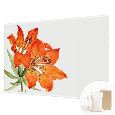 Modern fotobehang voor de woonkamer met een oranje leliemotief