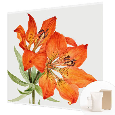Modern fotobehang voor de woonkamer met een oranje leliemotief