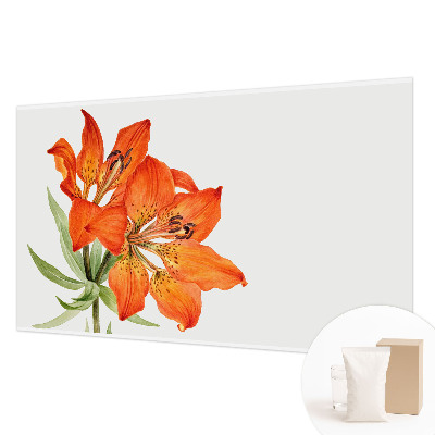 Modern fotobehang voor de woonkamer met een oranje leliemotief