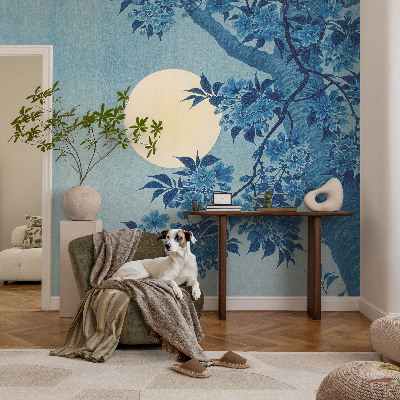 Sfeervol fotobehang met het bloemenmaan-motief