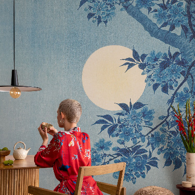 Sfeervol fotobehang met het bloemenmaan-motief