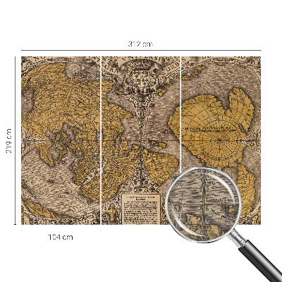 Fotobehang woonkamer met een ontwerp van historische cartografie