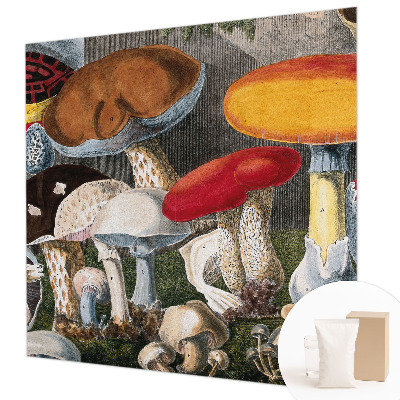 Fotobehang voor slaapkamer met een botanisch paddenstoelenmotief