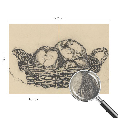 Fotobehang slaapkamer met print van een fruitmand