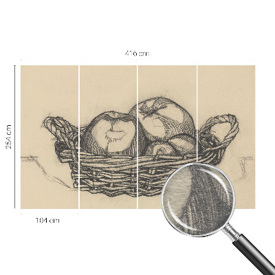 Fotobehang slaapkamer met print van een fruitmand