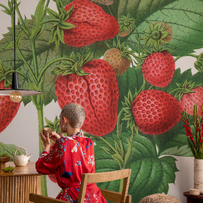 Modern fotobehang voor de woonkamer met een print van zomerfruit