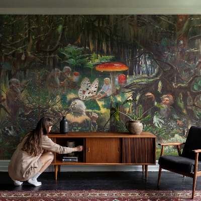 Luxe fotobehang met een ontwerp van een sprookjesbos