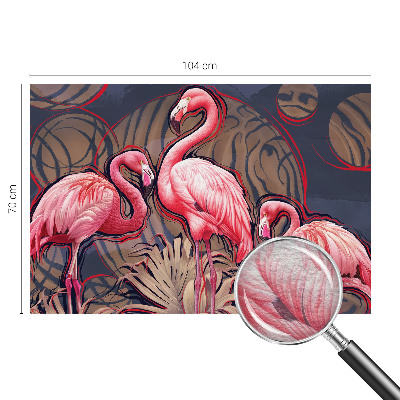 Vliesbehang fotobehang woonkamer met roze flamingo's als motief