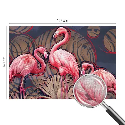 Vliesbehang fotobehang woonkamer met roze flamingo's als motief