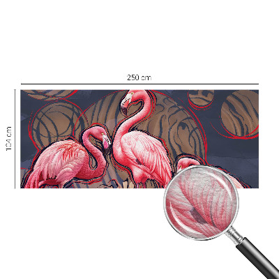 Vliesbehang fotobehang woonkamer met roze flamingo's als motief