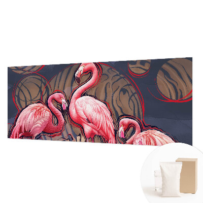 Vliesbehang fotobehang woonkamer met roze flamingo's als motief