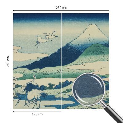 Fotobehang slaapkamer Kraanvogels en bergen