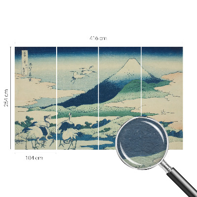 Fotobehang slaapkamer Kraanvogels en bergen