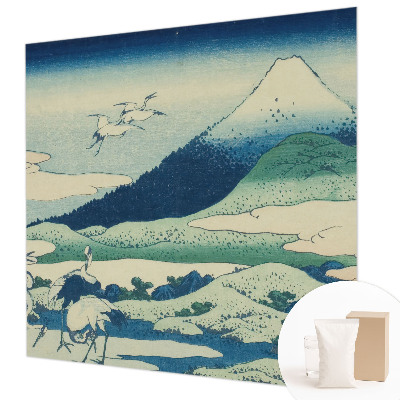 Fotobehang slaapkamer Kraanvogels en bergen