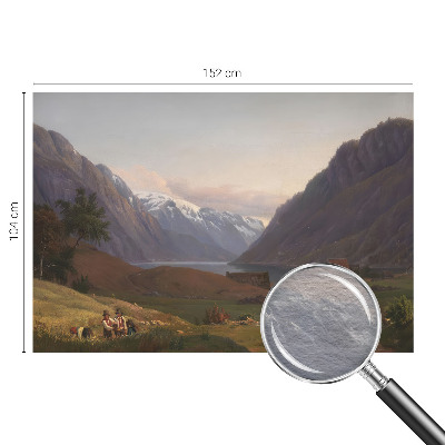 Fotobehang woonkamer met een bergpanorama