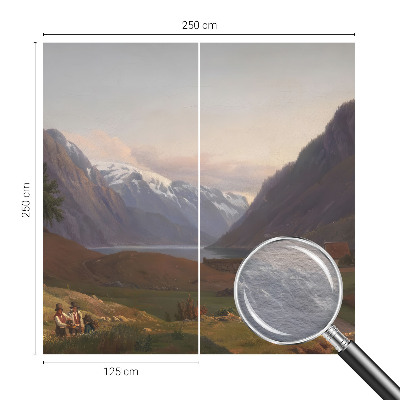 Fotobehang woonkamer met een bergpanorama