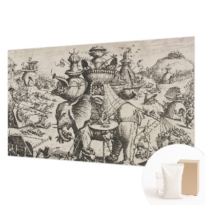 Fotobehang voor slaapkamer met het ontwerp 'Een groteske strijd'