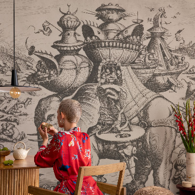 Fotobehang voor slaapkamer Een groteske strijd