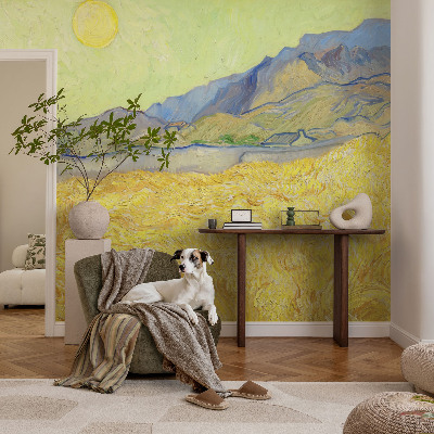 Fotobehang voor de woonkamer met een ontwerp van een tarweveld